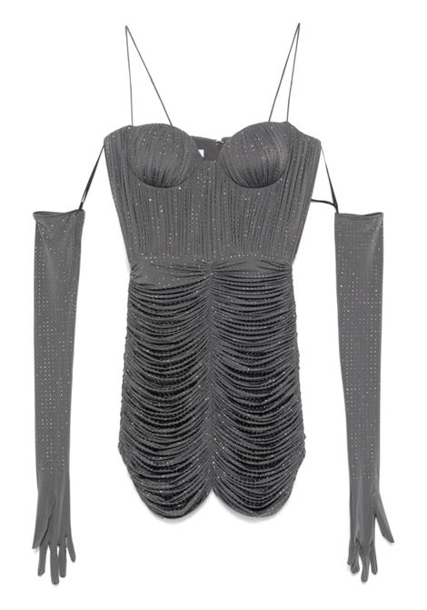 Grey crystal ruched mini dress Alex perry - women